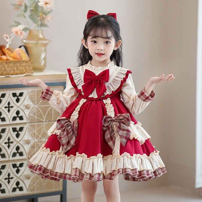 Princess Petti Girls Dress Long Sleeve Red